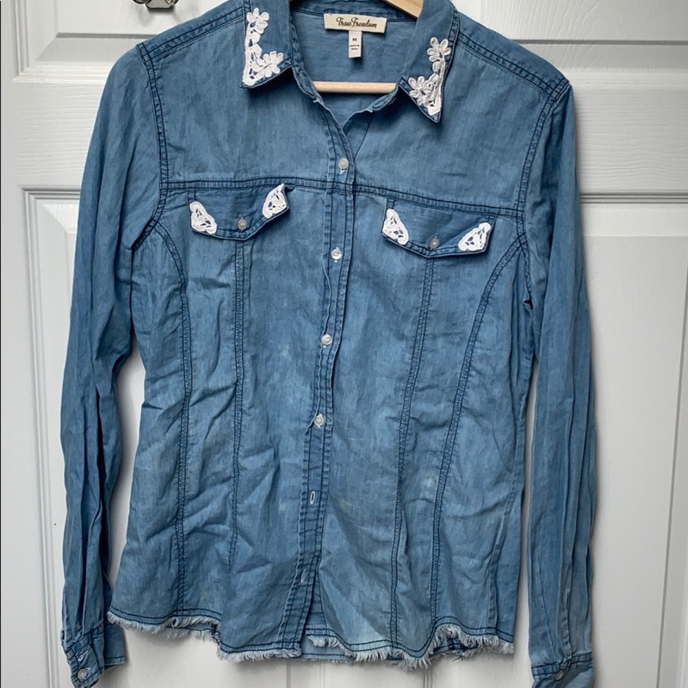 Denim long sleeve with lace